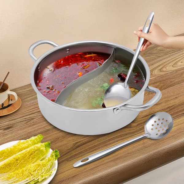 Hot Pot, Rustfrit Stål, Dobbelt-Smag Design,Sølv