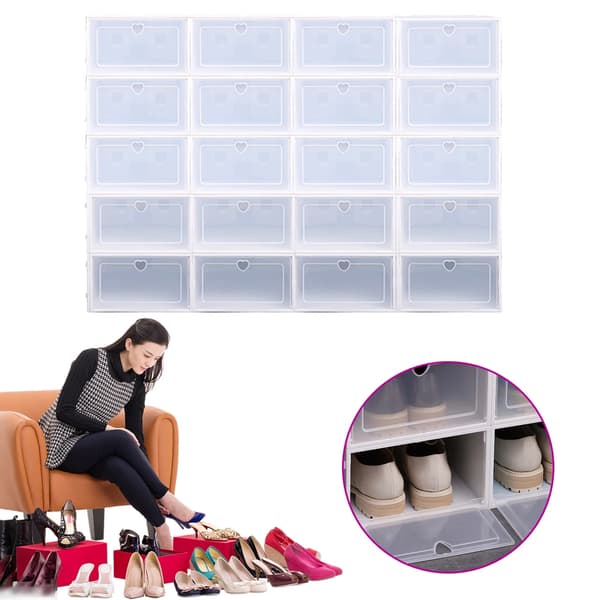 Skoorganisatör, Fällbar Design, Stapelbart System,vit färg