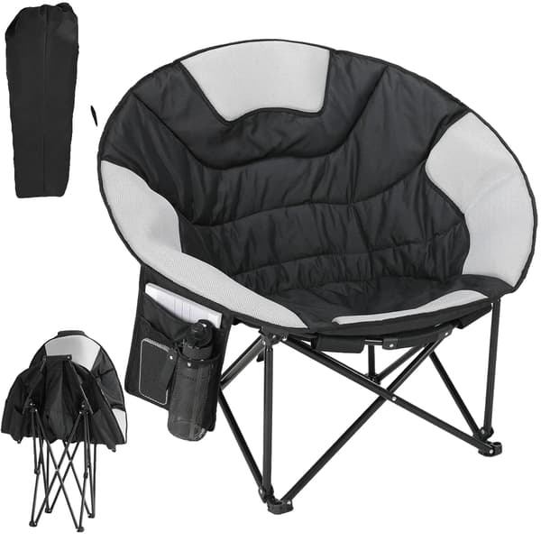 Campingstol, Fällbar Design, Vadderad Sits,Svart 1 st Stolar