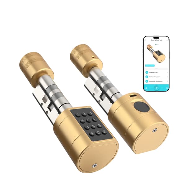 Smart låsecylinder, aluminiumlegering, egnet til 35mm-70mm døre, flere låsemetoder, Bluetooth-forbindelse, CE-certificeret