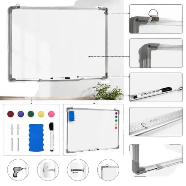 Magnetisk whiteboard, robust aluminiumram, enkel installation,Vit