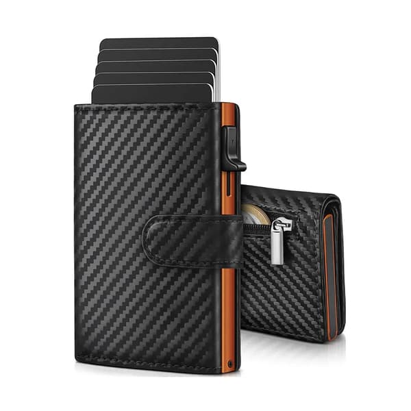 Plånbok, RFID-skydd, Modernt design,Kolfiber Orange