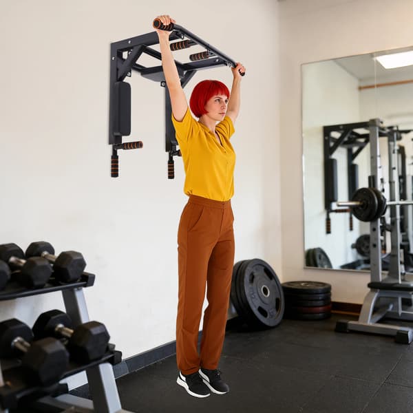 Pull Up Bar, Multi-Greb Design, Pladsbesparende Konstruktion,sort