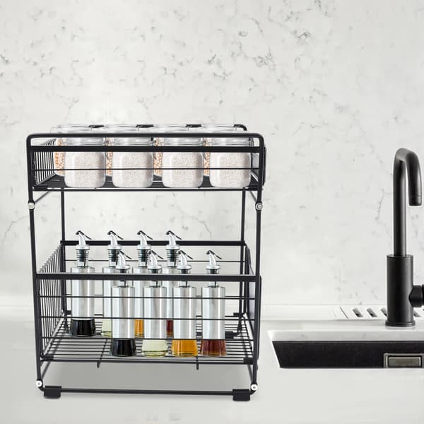 Organizer Rack, 2-lagers design, robust kolstål,svart