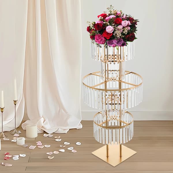 Blomsterställ, 5 våningar, Elegant design,Klar Guld