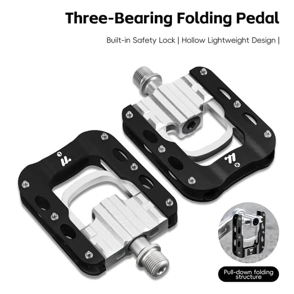Fällbar Pedal, Ultralätt Design, Antiskid Funktion,Silver