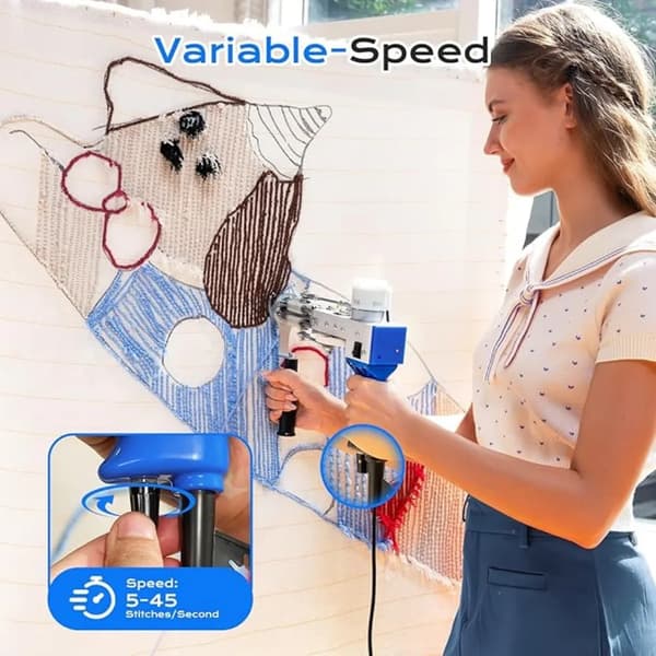 Matta Tufting Pistol, Lätt att Använda, 2 i 1 Klipp & Loop Hög,Blå