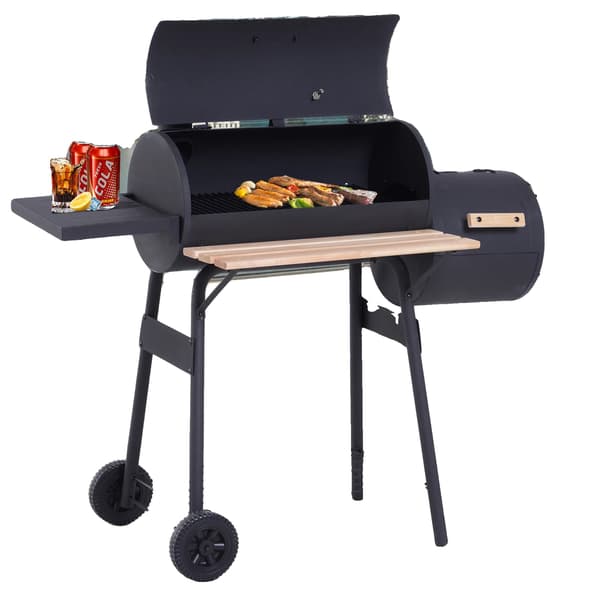 Kulgrill, 3 i 1 Røger, Integreret Termometer,sort