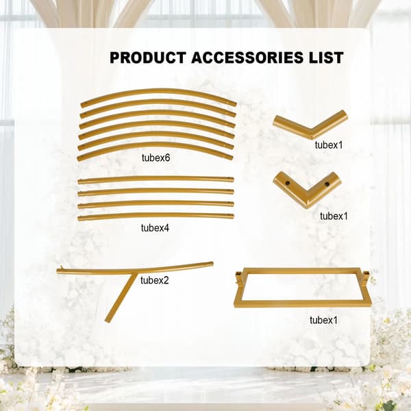 Bröllopsbåge, Elegant Metalldesign, Mångsidig för Inomhus- och Utomhusbruk,M, 2m