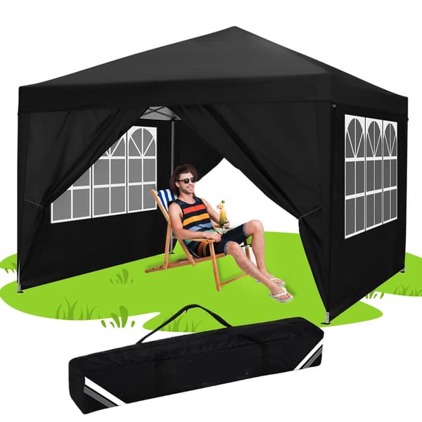 Gazebo, vedenpitävä kangas, säädettävä korkeus,Musta