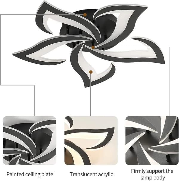 Loftlampe, Moderne Design, 5 LED Lyskilder,sort