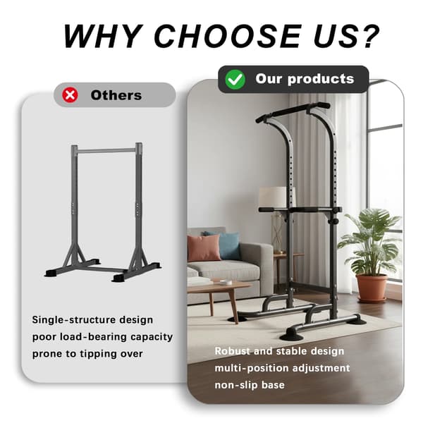 Pull-Up Bar, Højdejusterbar, Multifunktionelt Fitnessudstyr,sort