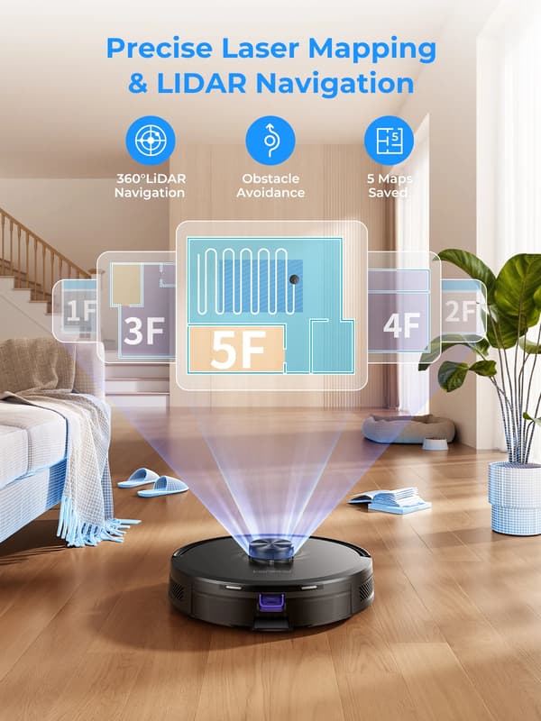 Robotstøvsuger, Poseløs Design, Smart Navigation,Laresar L30