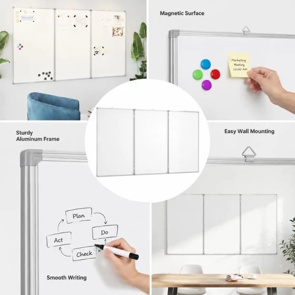 Whiteboard, Foldbart Design, Glat Skriveoverflade,hær grøn