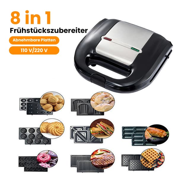 Frukostmatare, 8 utbytbara plattor, kompakt design,EU