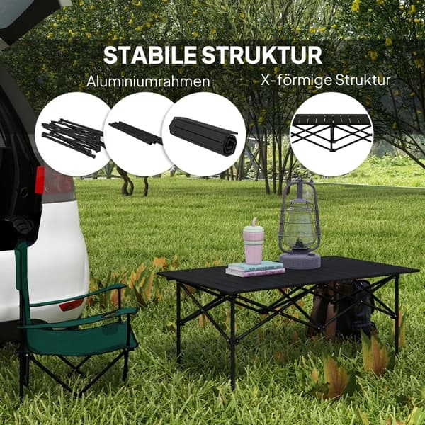 Campingbord, Fällbar Design, Lättviktsaluminium,Svart