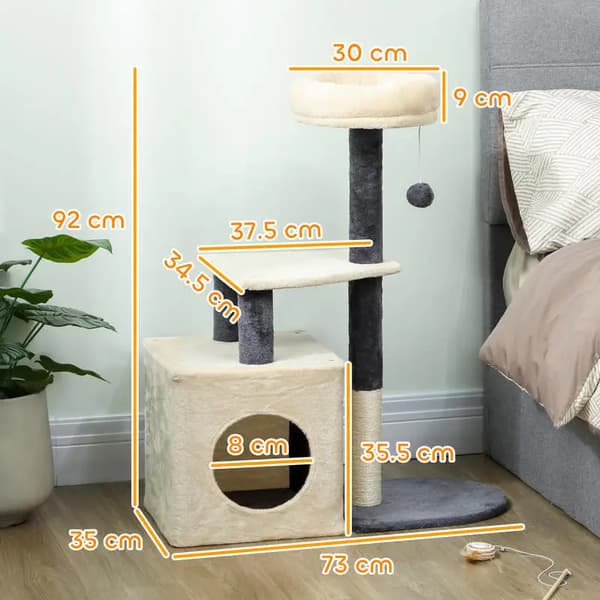 Kattetårn, Multi-Niveau Design, Sisal Stænger,hær grøn