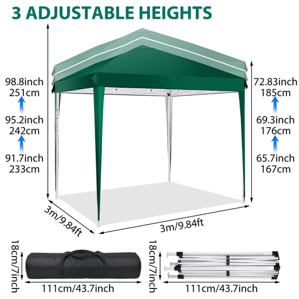 Utomhusmarkis, Vattentät, Justerbar Höjd,3x3M Grön(fr)