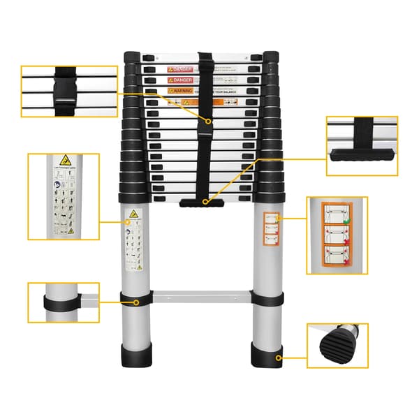 Teleskopstige, 150 kg Belastningsevne, Bærbart Design,Sølv