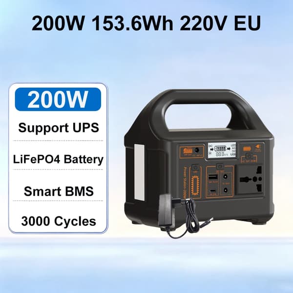 Bärbar kraftstation, mångsidig strömkälla, kompakt design,200W 153.6Wh