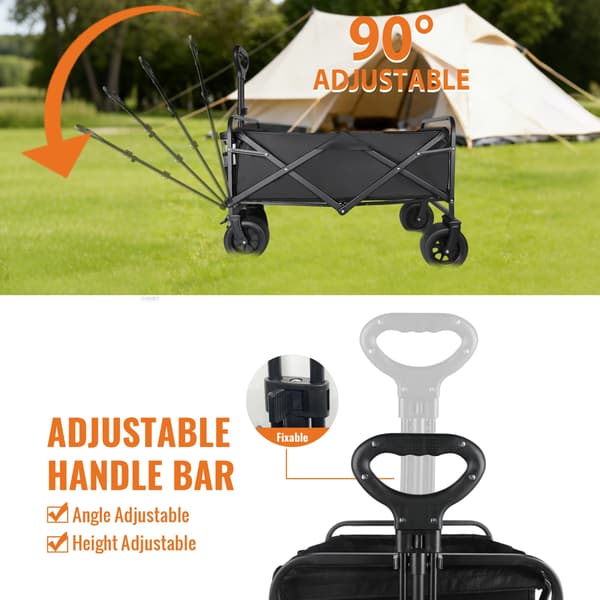 Campingvagn, Allterrängshjul, Justerbart Handtag,svart