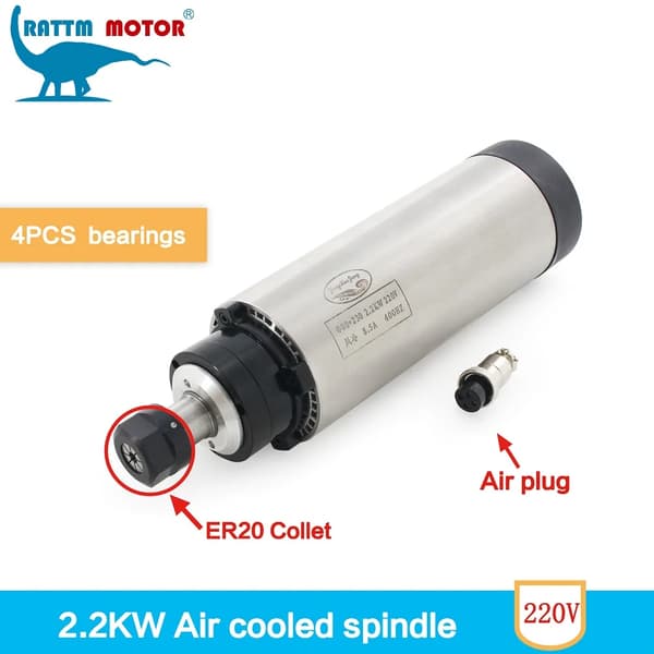 Spindelmotor, luftkyld design, hög hastighetsdrift,Bara spindel, 220V-a