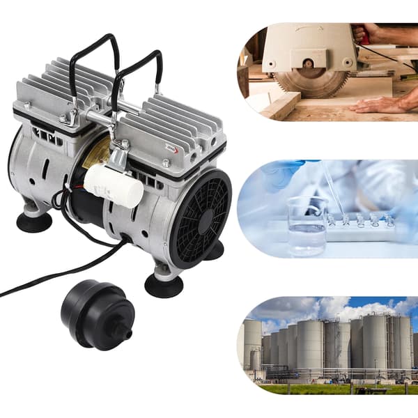 Vakuumpump, oljefri, 2 cylindrar,Silver