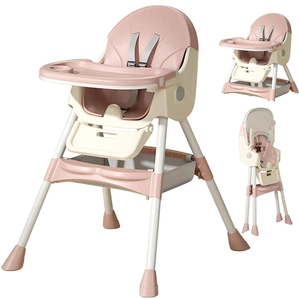 Hög stol, Fällbar design, Multifunktionell användning,Rosa