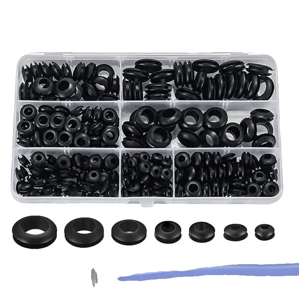 Gummigrommet Sæt, 243 stykker, Størrelser: 3mm - 10mm, Holdbart Materiale, Tilpasseligt Design, Nem Installation