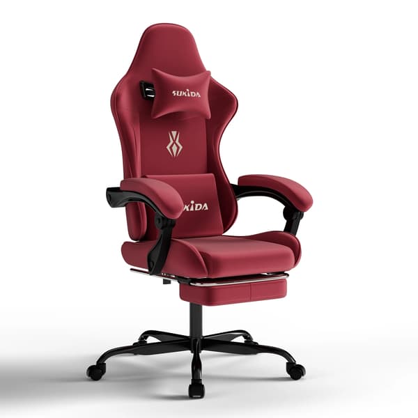 Spelstol, Ergonomisk Design, Justerbar Höjd,RÖD