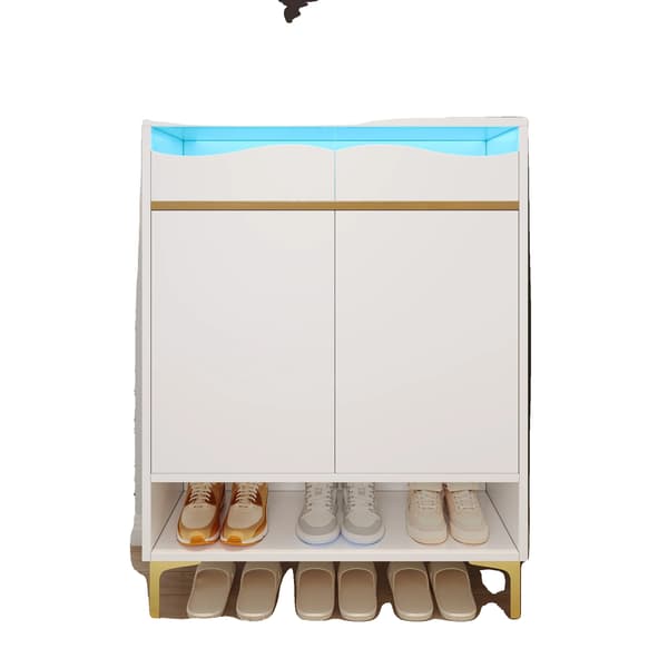 Skoskåp, LED-belysning, platsbesparande design,A