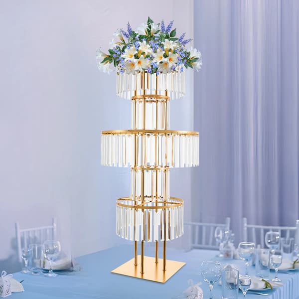 Blomsterstand, 5 niveauer, elegant design,Klar Guld
