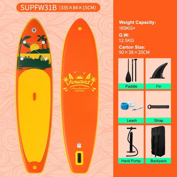 Oppustelig Paddle Board, Holdbart Materiale, Alsidig Brug,SUPFW31B
