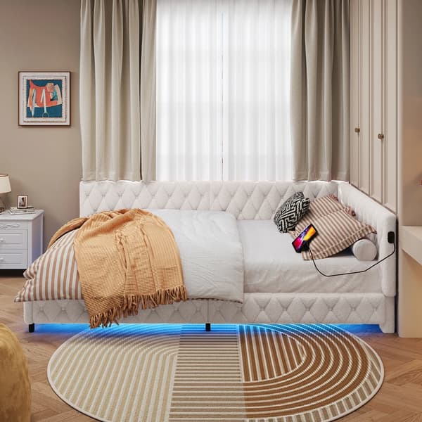 Sofa, L-formet, Indbygget USB-opladning,Beige