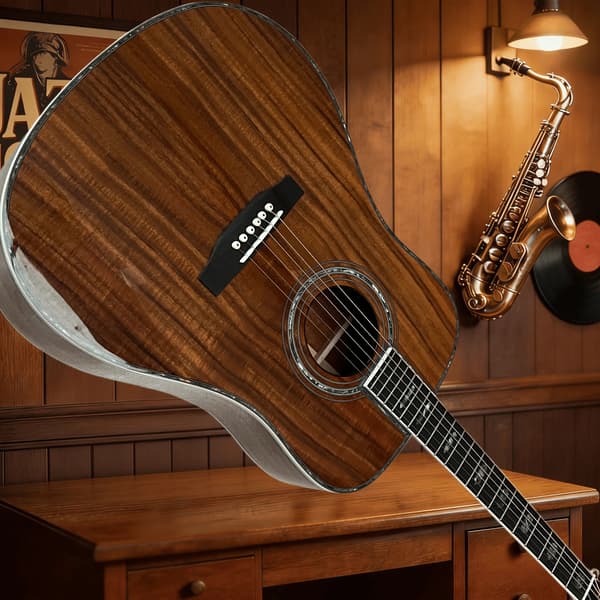 Gitarr, KOA-kropp, rosenträsgrepp,Brun