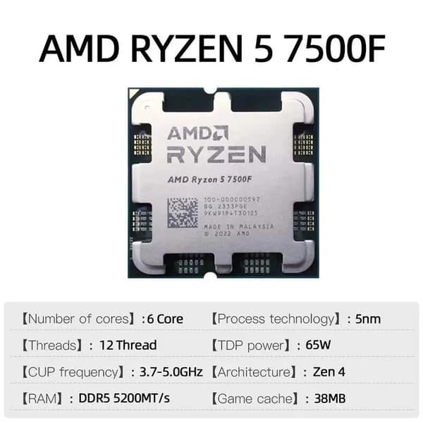 Processor, 6 Kerner, 12 Tråde, 3,70 GHz Basisfrekvens, 5,0 GHz Maksimal Boost Clock, 32 MB L3 Cache