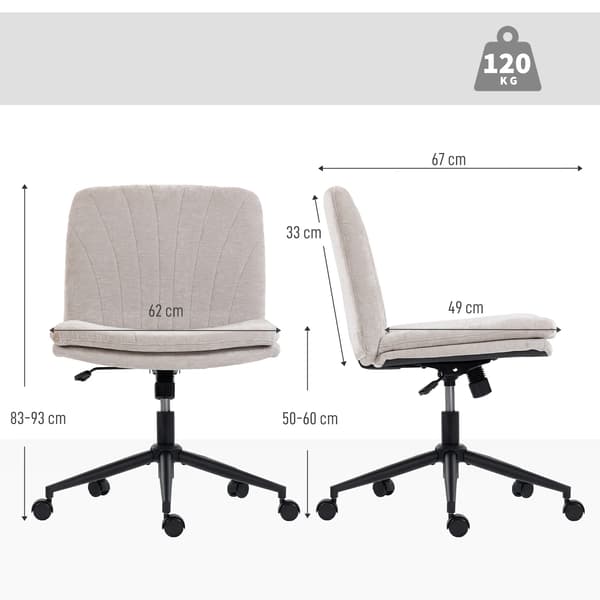 Kontorstol, Justerbar Højde, Drejefunktion,Beige