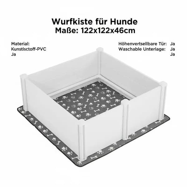 Valplåda, Höjdjusterbar Dörr, Tvättbar Pissmatta, VIT