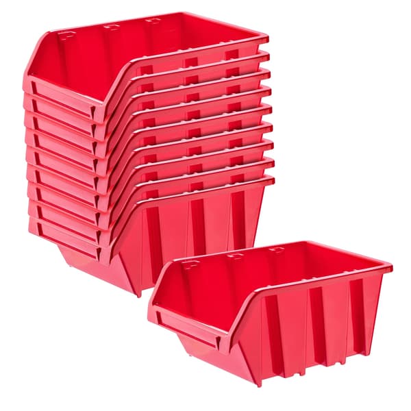 Förvaringsbehållare, Hållbar Plast, Stapelbar Design,Röd