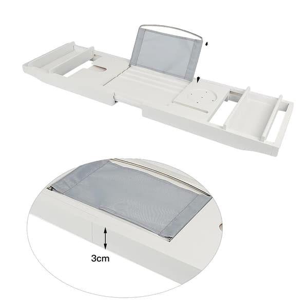 Badekar Tray, Vinglas Holder, Tablet Stativ,HVID