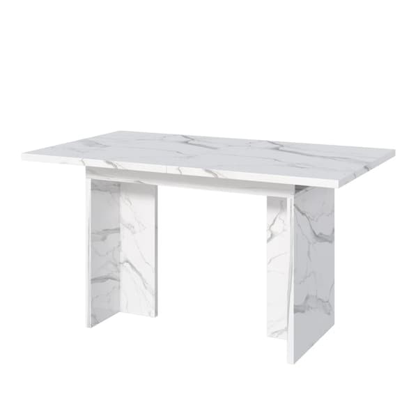 Matbord, Traditionell Stil, Montering Krävs,Vit marmor
