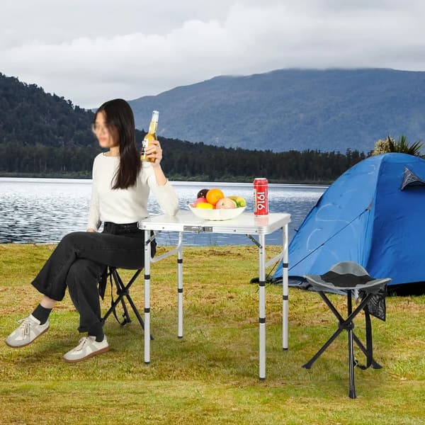 Fällbart Picknickbord, Justerbar Höjd, Lättviktsdesign,75 x 55 x 70/33 cm