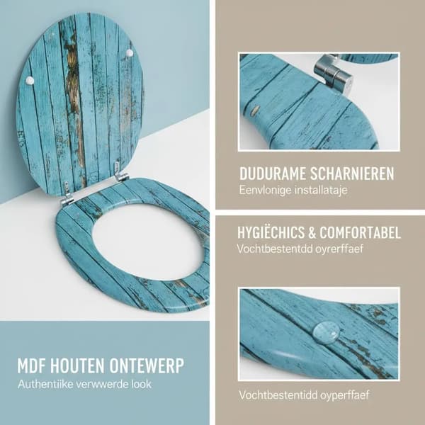 Toiletbræt, MDF-konstruktion, Elegant Design,hær grøn