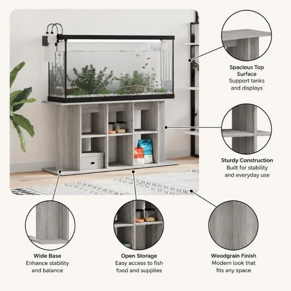 Akvarie Stativ, Holdbart Ingeniørtræ, Moderne Minimalistisk Design,Gris