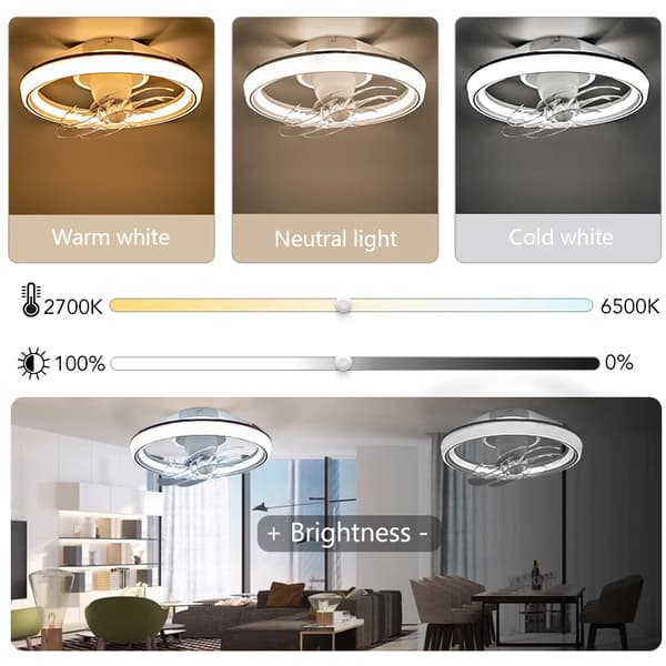 Loftventilator Lys, RGB Tilstande, Smart Kontrol,Oscillerende Fan Lampe