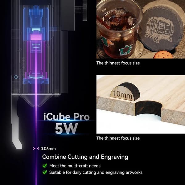 Lasergravyr, Hög hastighet, Precisionfokus,iCube Pro 5W