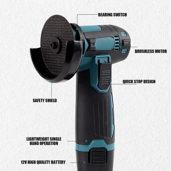 Vinkelslip, Batteridriven Drift, Hållbar Design,2 batteri
