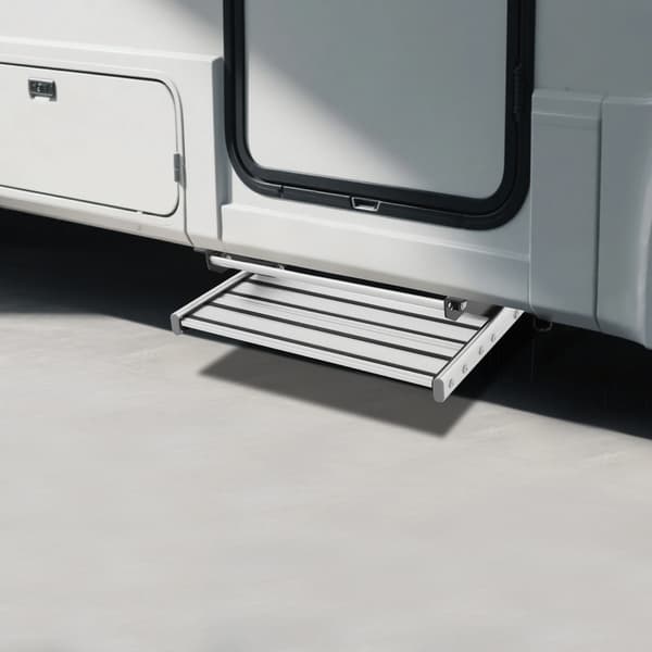 Foldbar RV-trin, Holdbar aluminiumkonstruktion, Integreret LED-lys,Sølv