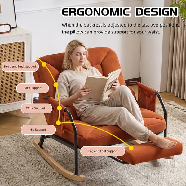 Gungstol, Justerbart Ryggstöd, Rymlig Design, Apelsin