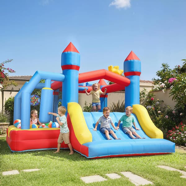 Uppblåsbart Slott, Rutschkana, Trampolin, Blå